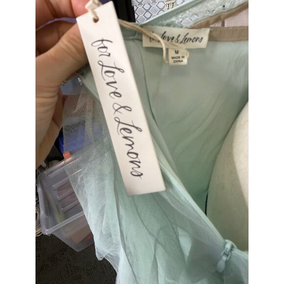 For Love and Lemons Dress Bustier Gown Tiered Tulle Prom Strapless Mint M NWT - Picture 9 of 12